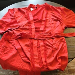 IC COLLECTION Red Wrap-Style Intimate Robe